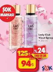 LADY CLUB VÜCUT SPREYİ 250 ML fiyat ve kampanya bilgisi